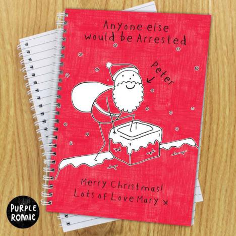 Personalised Purple Ronnie Santa A5 Christmas Notebook Extra Image 2